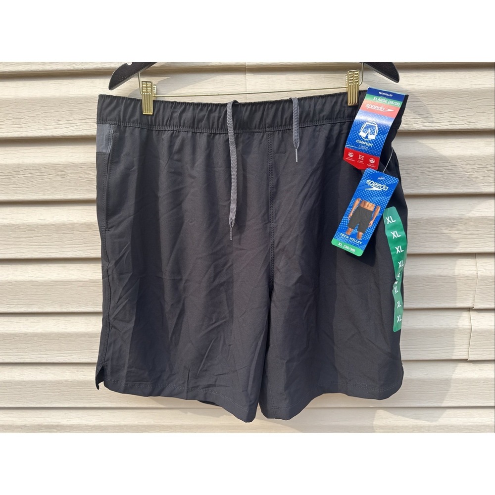 NEW Men's Speedo Techvolley Stretch Lined UPF50+ Swim Trunks Black XL